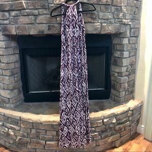NWT Iris Basic eggplant purple and white tribal padded maxi dress.  Large